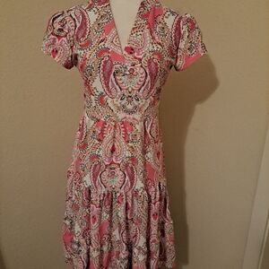 Jude Connally Dress Pink White Sz XS Catalina Cloth EUC